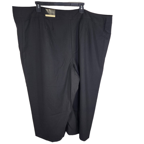 Lane Bryant Womens Cropped Pants Plus Size 28 Black Wide Leg Zip Pockets Stretch - Picture 2 of 12